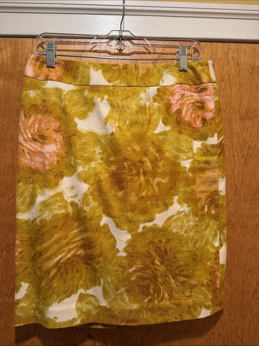 Talbots Floral Pencil Skirt in Mustard and Pink Accents